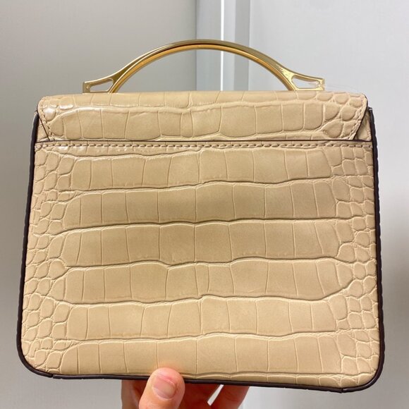 Michael Kors 35T1GKSF5E Kors Small Crocodile Embossed Flap Shoulder Bag in Buff - Picture 4 of 10